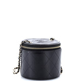 CC Round Vanity Case with Chain Quilted Lambskin Mini