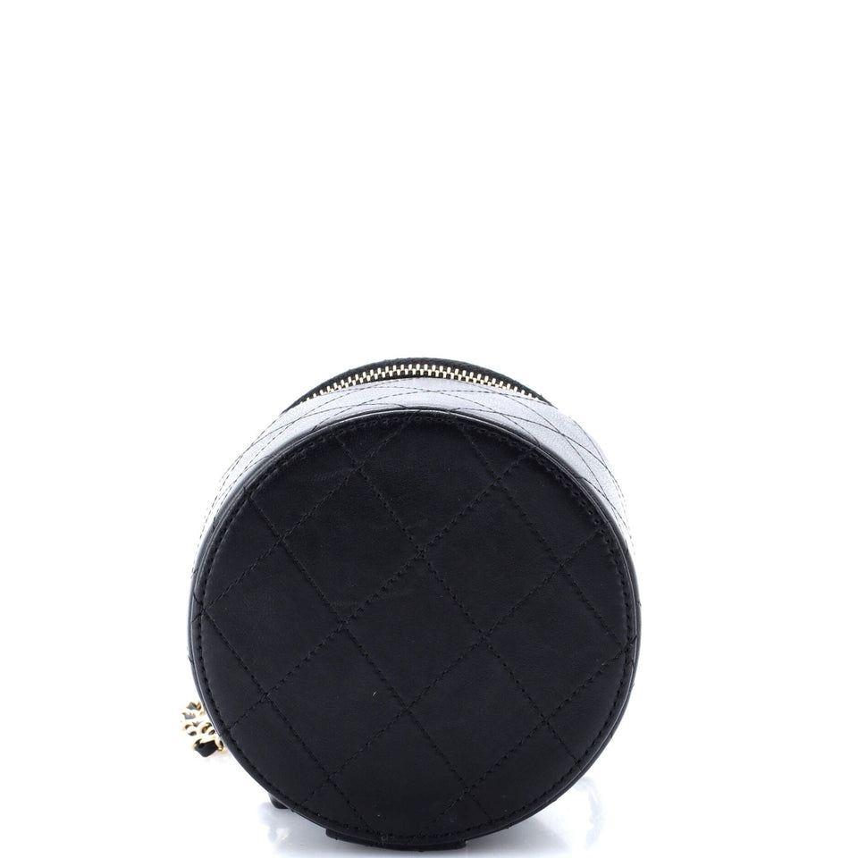 CC Round Vanity Case with Chain Quilted Lambskin Mini