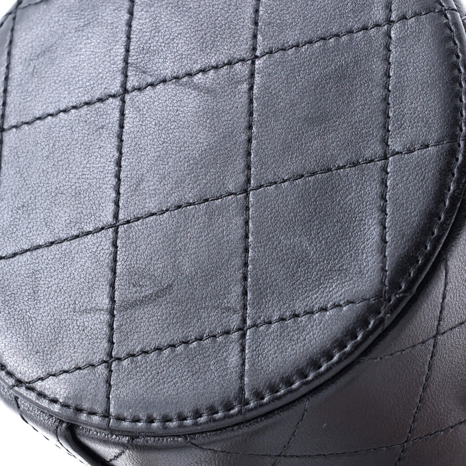 CC Round Vanity Case with Chain Quilted Lambskin Mini