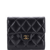 CC Compact Classic Flap Wallet Quilted Caviar