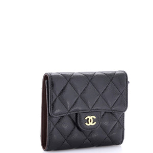 CC Compact Classic Flap Wallet Quilted Caviar