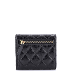 CC Compact Classic Flap Wallet Quilted Caviar