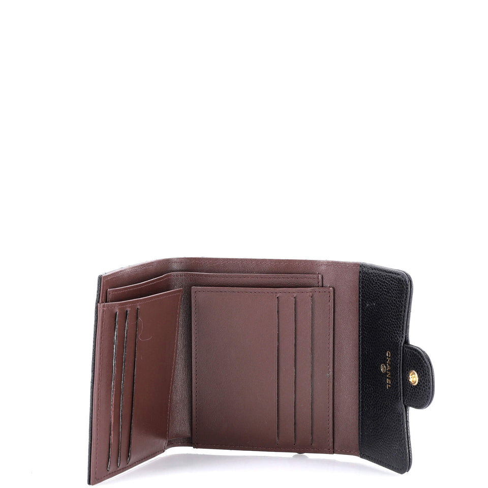 CC Compact Classic Flap Wallet Quilted Caviar