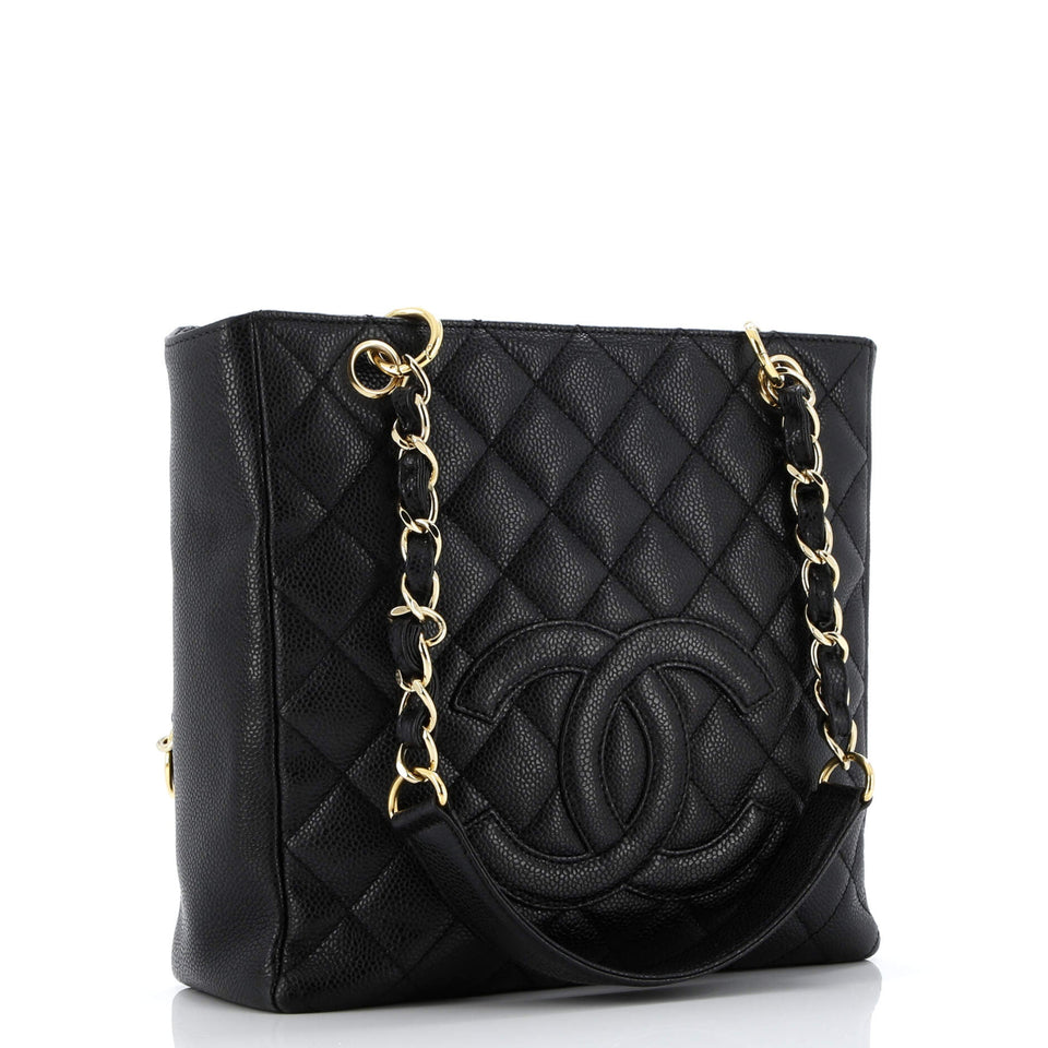 Petite Shopping Tote Quilted Caviar