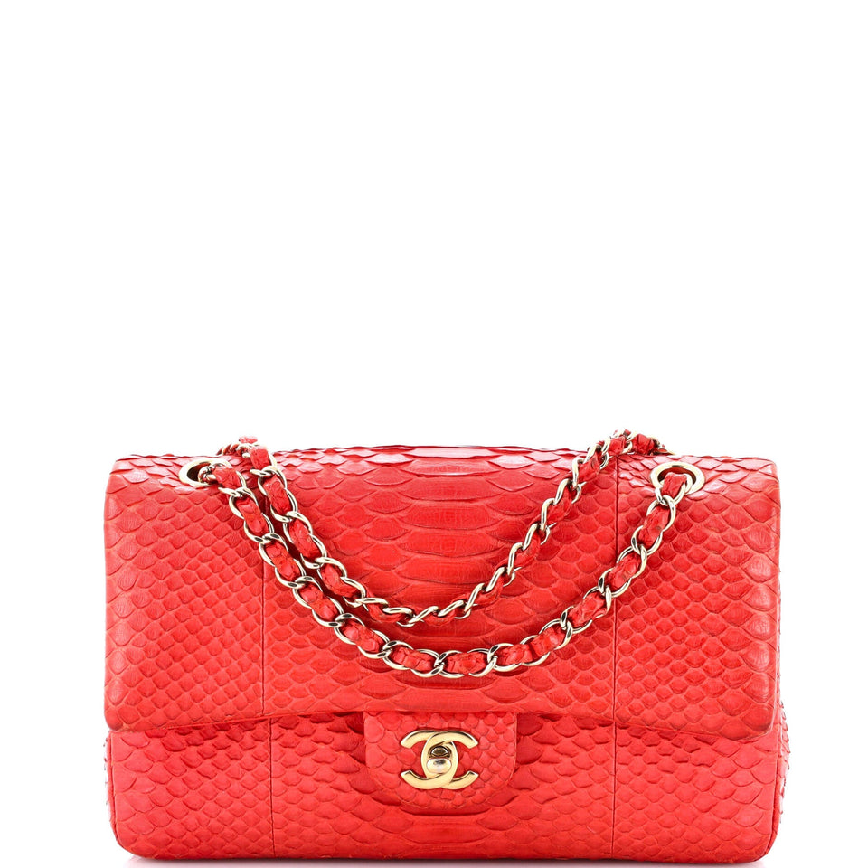 Classic Double Flap Bag Python Medium