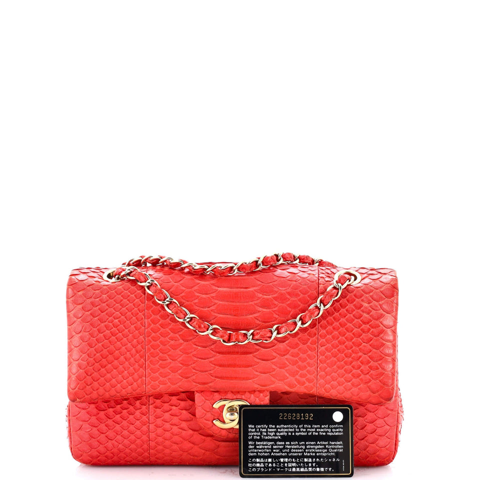 Classic Double Flap Bag Python Medium