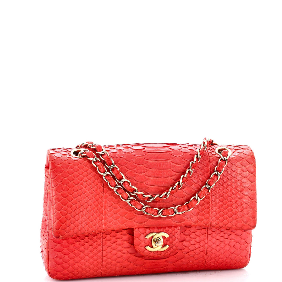 Classic Double Flap Bag Python Medium