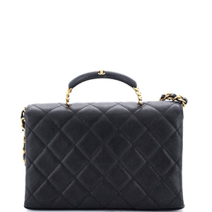 Carry Me Top Handle Flap Bag Quilted Caviar Small