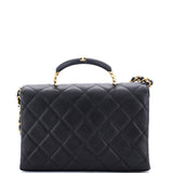 Carry Me Top Handle Flap Bag Quilted Caviar Small