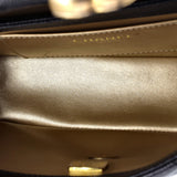 Carry Me Top Handle Flap Bag Quilted Caviar Small