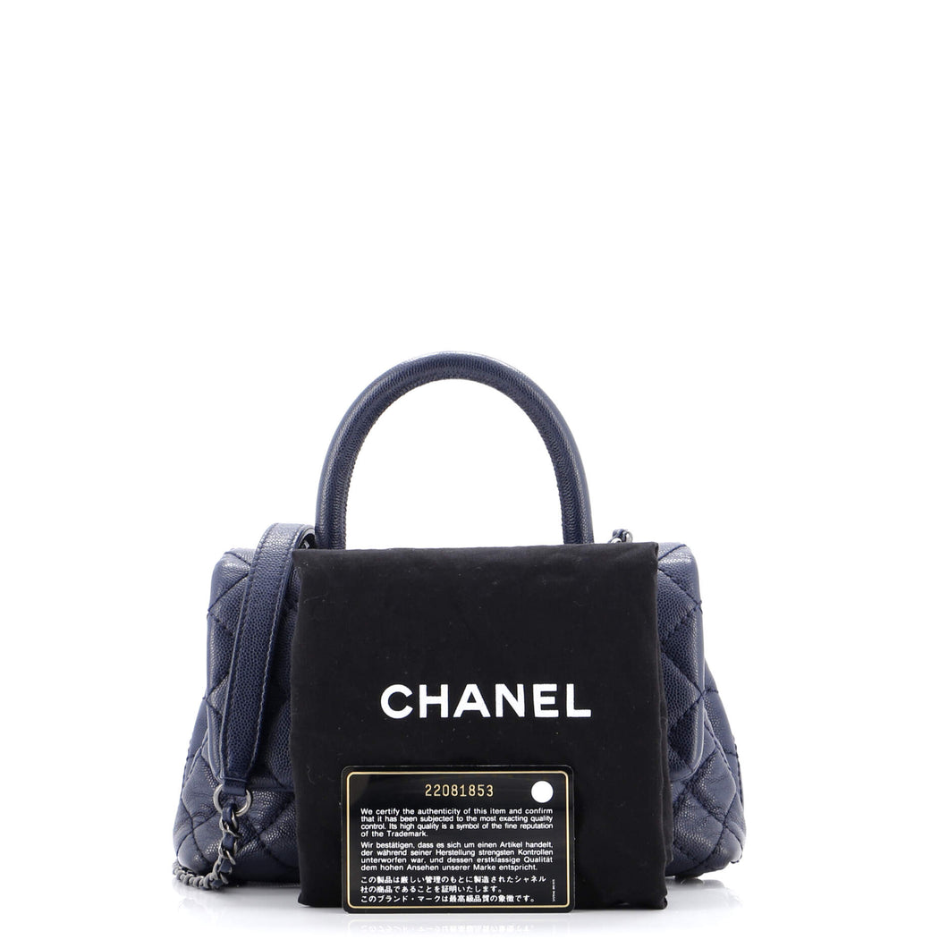 Coco Top Handle Bag Quilted Caviar Mini