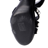 Women's CC Bow Heeled Mule Sandals Velvet with Faux Pearls