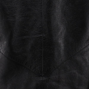 Women's Striped Trim Button Up Jacket Leather with Silk