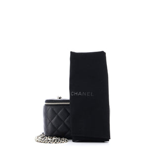 Classic Vanity Case with Chain Quilted Caviar Small
