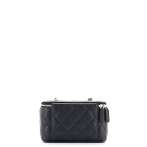 Classic Vanity Case with Chain Quilted Caviar Small