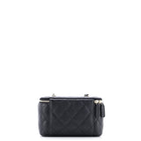 Classic Vanity Case with Chain Quilted Caviar Small