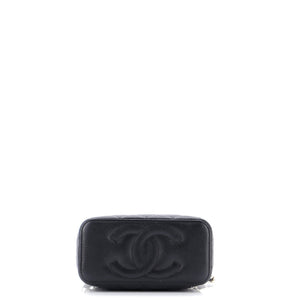 Classic Vanity Case with Chain Quilted Caviar Small
