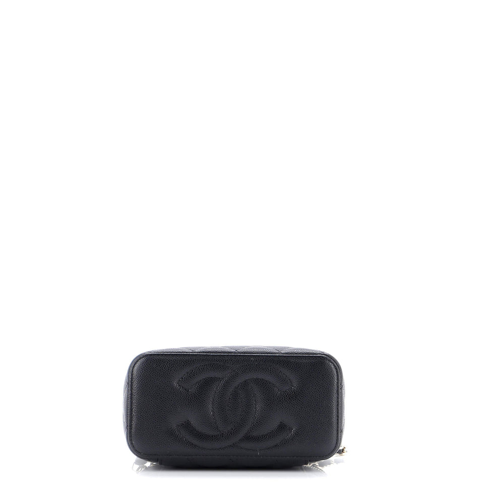 Classic Vanity Case with Chain Quilted Caviar Small