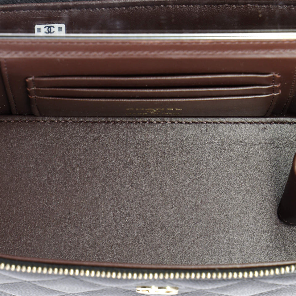 Classic Vanity Case with Chain Quilted Caviar Small