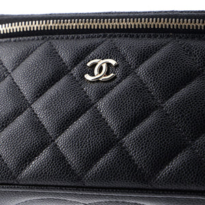 Classic Vanity Case with Chain Quilted Caviar Small