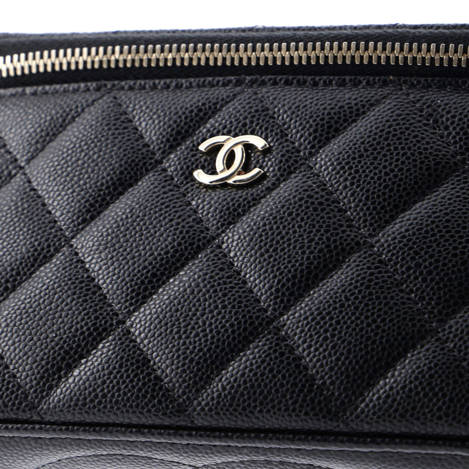 Classic Vanity Case with Chain Quilted Caviar Small