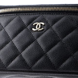 Classic Vanity Case with Chain Quilted Caviar Small