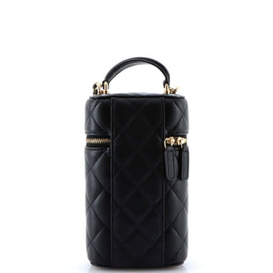 Classic Vanity Top Handle Phone Holder with Chain Quilted Lambskin