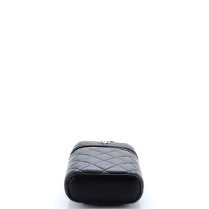Classic Vanity Top Handle Phone Holder with Chain Quilted Lambskin