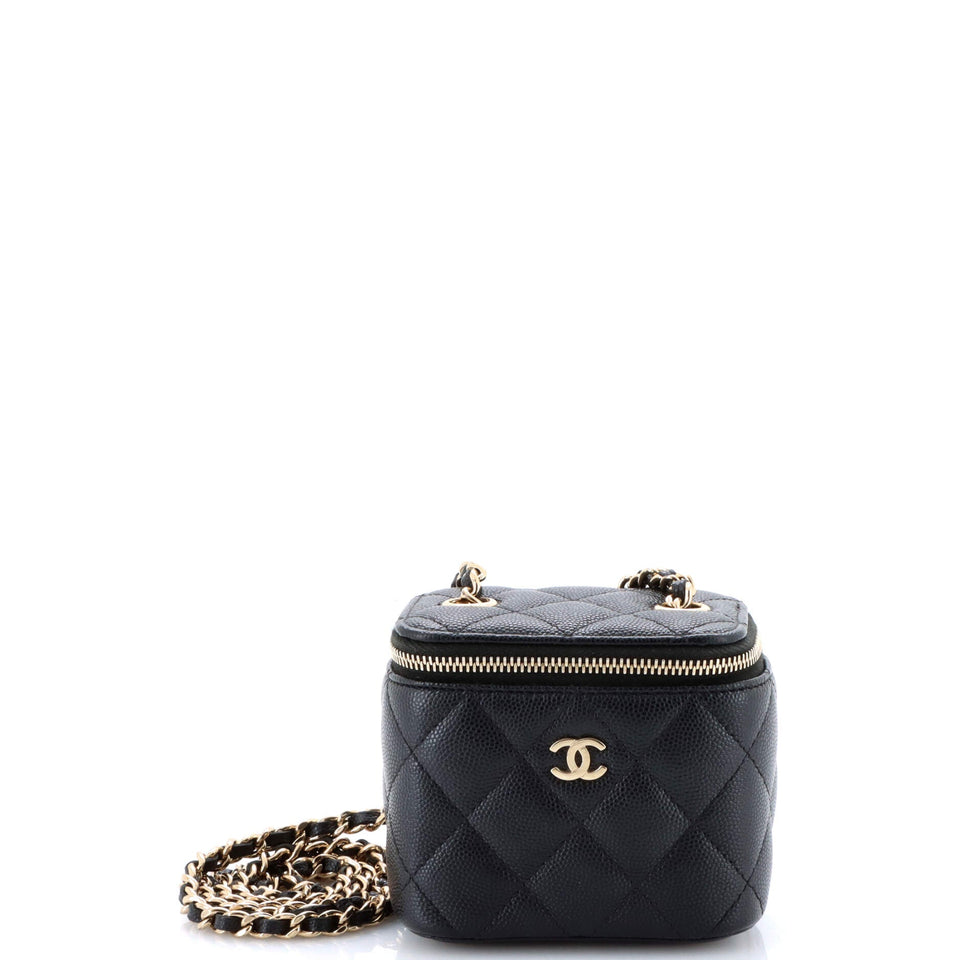 Classic Vanity Case with Chain Quilted Caviar Mini