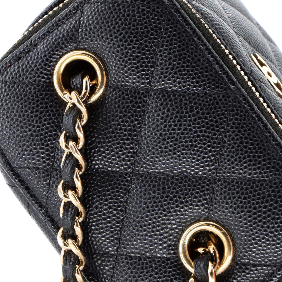 Classic Vanity Case with Chain Quilted Caviar Mini
