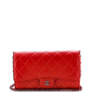 Wallet on Short Chain Quilted Caviar