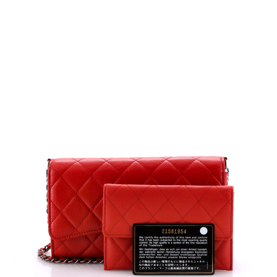 Wallet on Short Chain Quilted Caviar