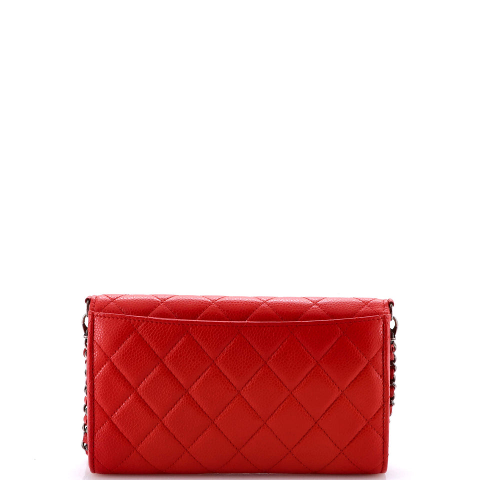 Wallet on Short Chain Quilted Caviar