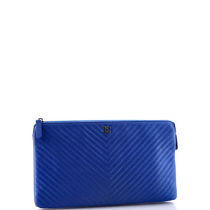 Classic Double Pocket Zip Pouch Chevron Caviar Medium