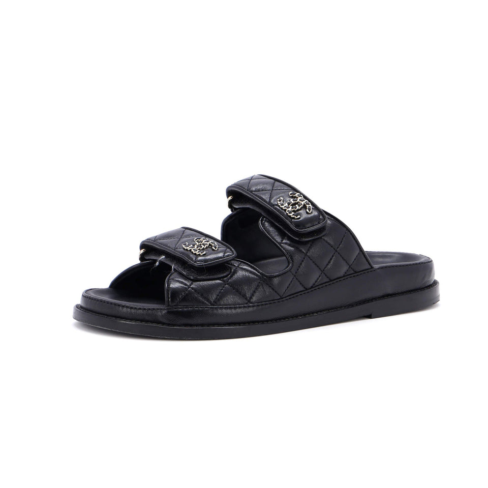 Women's Velcro Open Back Dad Sandals Quilted Leather