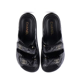 Women's Velcro Open Back Dad Sandals Quilted Leather