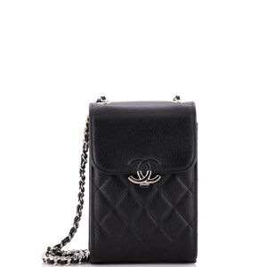 CC Box Flap Phone Holder Crossbody Bag Quilted Caviar