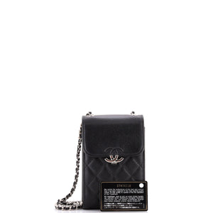 CC Box Flap Phone Holder Crossbody Bag Quilted Caviar