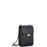 CC Box Flap Phone Holder Crossbody Bag Quilted Caviar