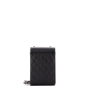 CC Box Flap Phone Holder Crossbody Bag Quilted Caviar