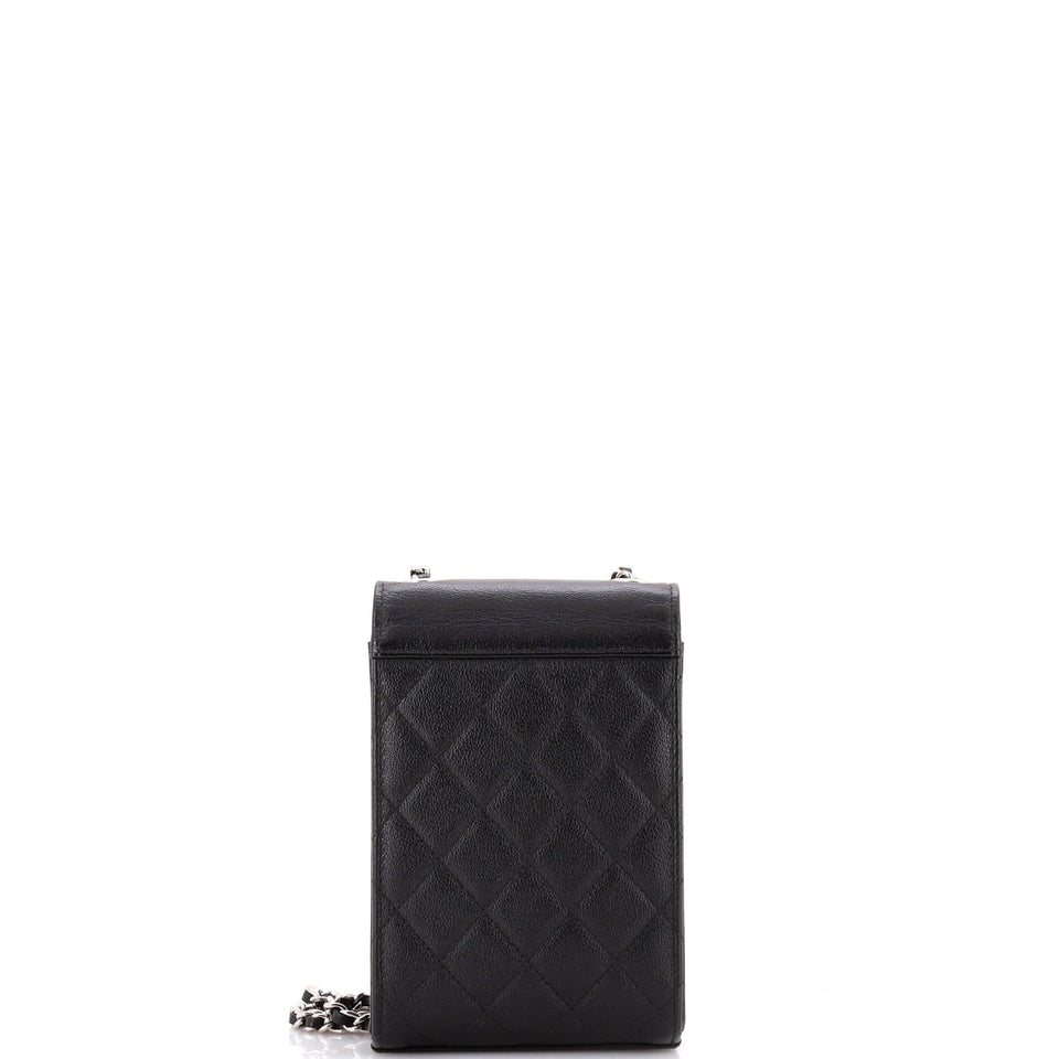 CC Box Flap Phone Holder Crossbody Bag Quilted Caviar