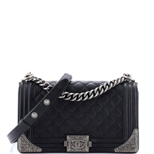 Paris-Dallas Boy Flap Bag Quilted Calfskin with Metal Adornments Old Medium