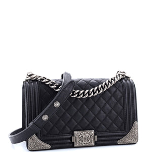 Paris-Dallas Boy Flap Bag Quilted Calfskin with Metal Adornments Old Medium