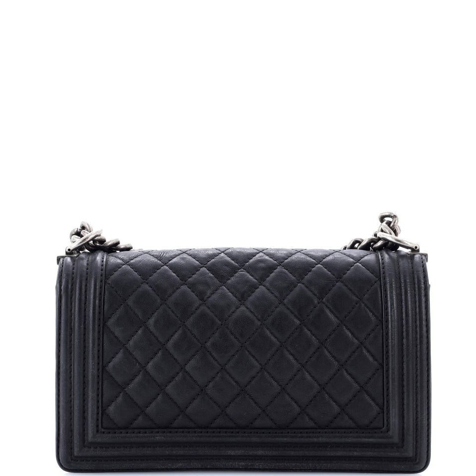Paris-Dallas Boy Flap Bag Quilted Calfskin with Metal Adornments Old Medium