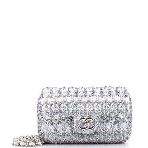Classic Single Flap Bag Quilted Tweed and Ribbon Mini