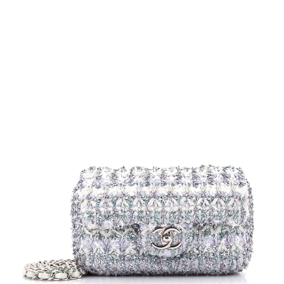 Classic Single Flap Bag Quilted Tweed and Ribbon Mini