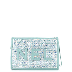 Logo Wristlet Clutch PVC Over Quilted Tweed Large