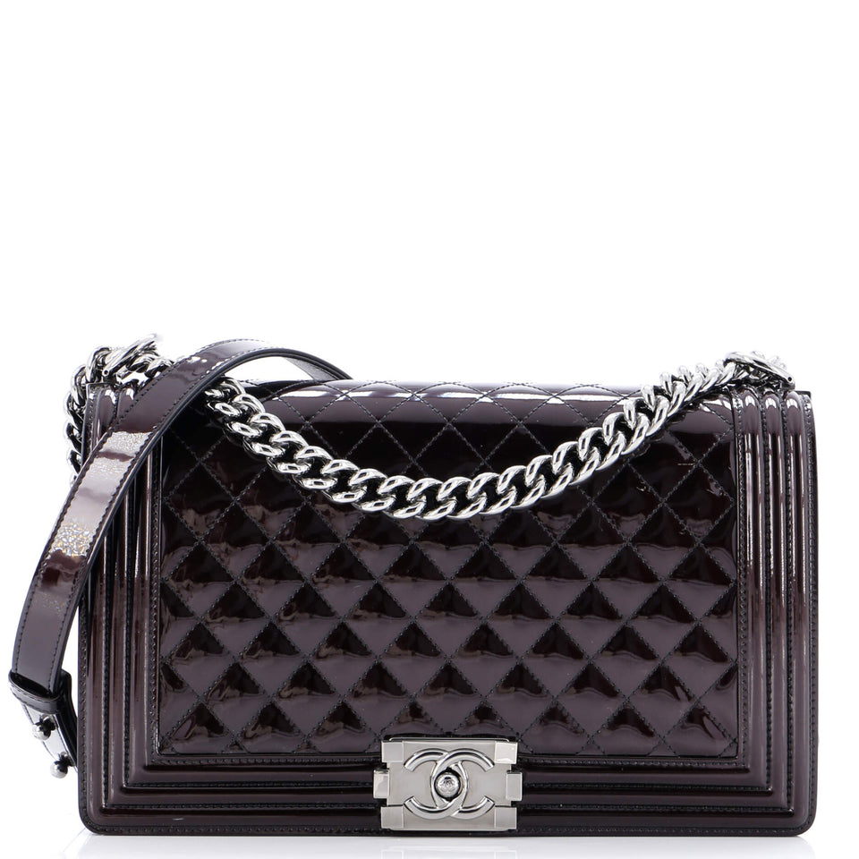 Boy Flap Bag Quilted Patent New Medium