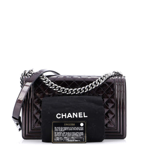 Boy Flap Bag Quilted Patent New Medium