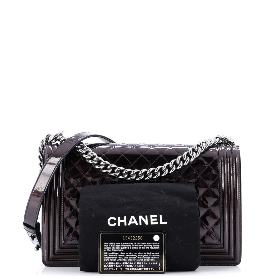 Boy Flap Bag Quilted Patent New Medium
